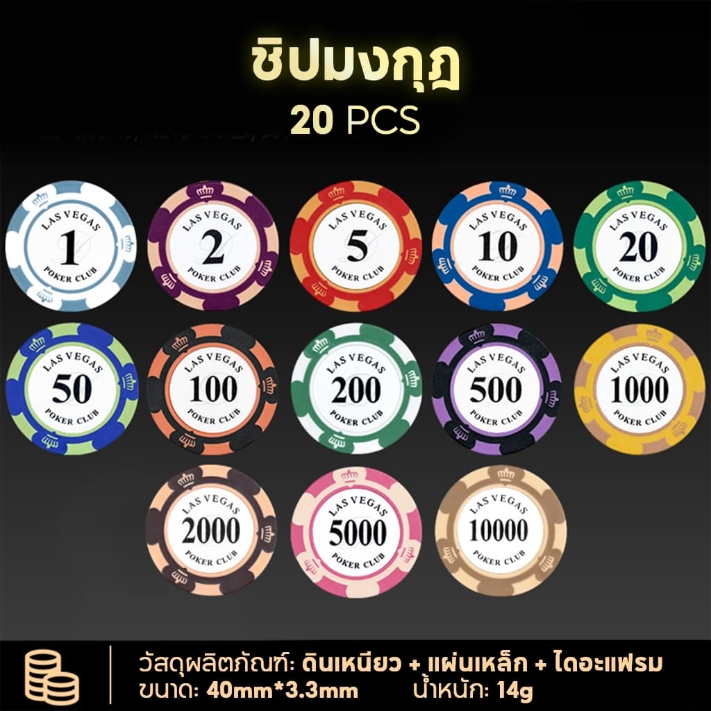 เหรียญชิป 14g/pcs เหรียญ​เล่นบอร์ดเกม​ 20 ชิ้น Board Games รูปที่ 1