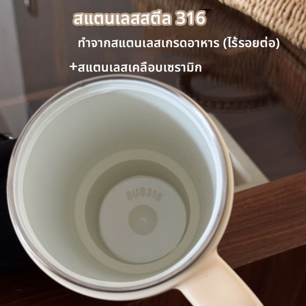 แก้วน้ำเก็บความเย็นสแตนเลสเคลือบเซรามิก แก้วเก็บความเย็น 30oz/1000ML แก้วเก็บความเย็น ด้ามจับแบบพกพา รูปที่ 3