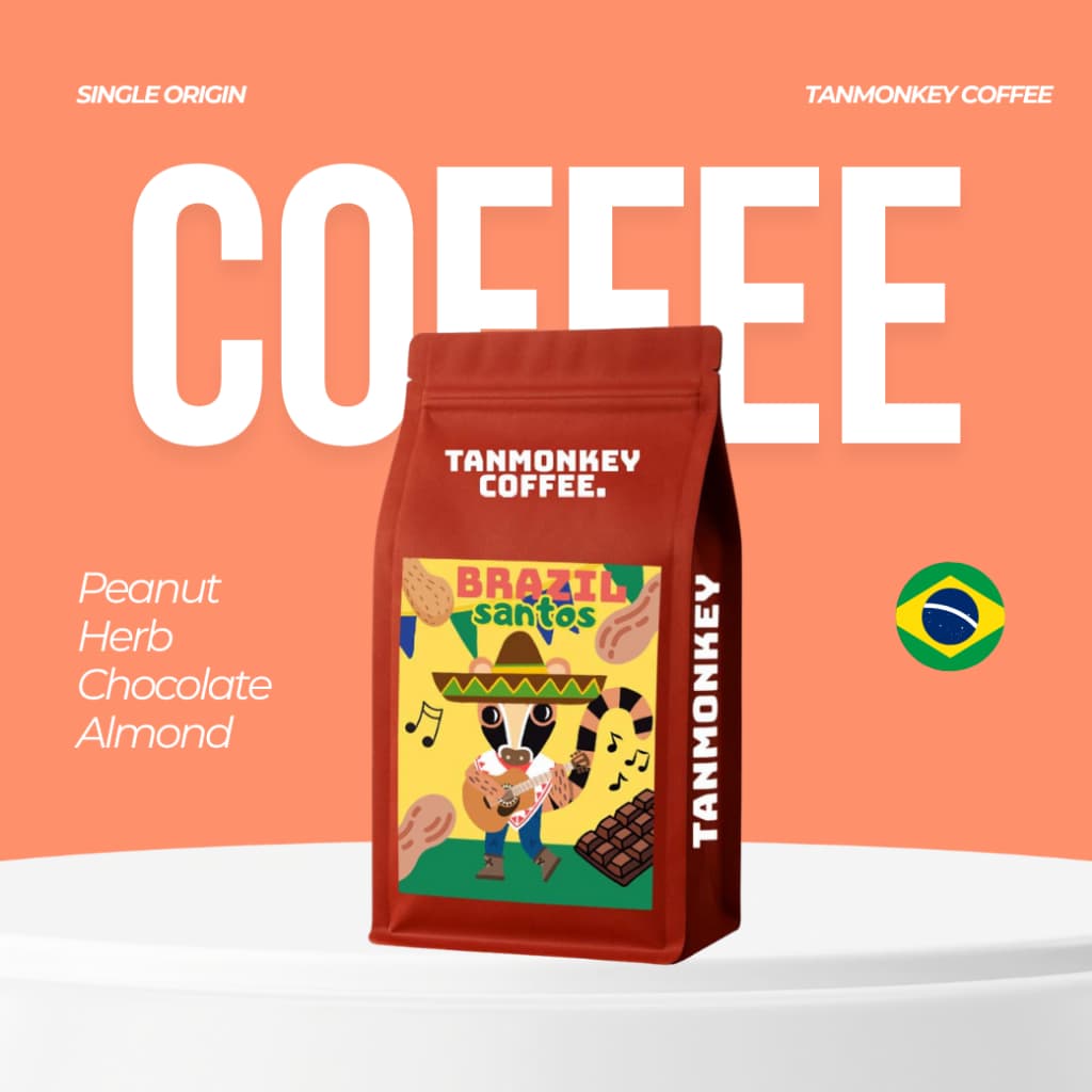Tanmonkey Coffee เมล็ดกาแฟคั่ว Brazil Santos Coffee รูปที่ 1