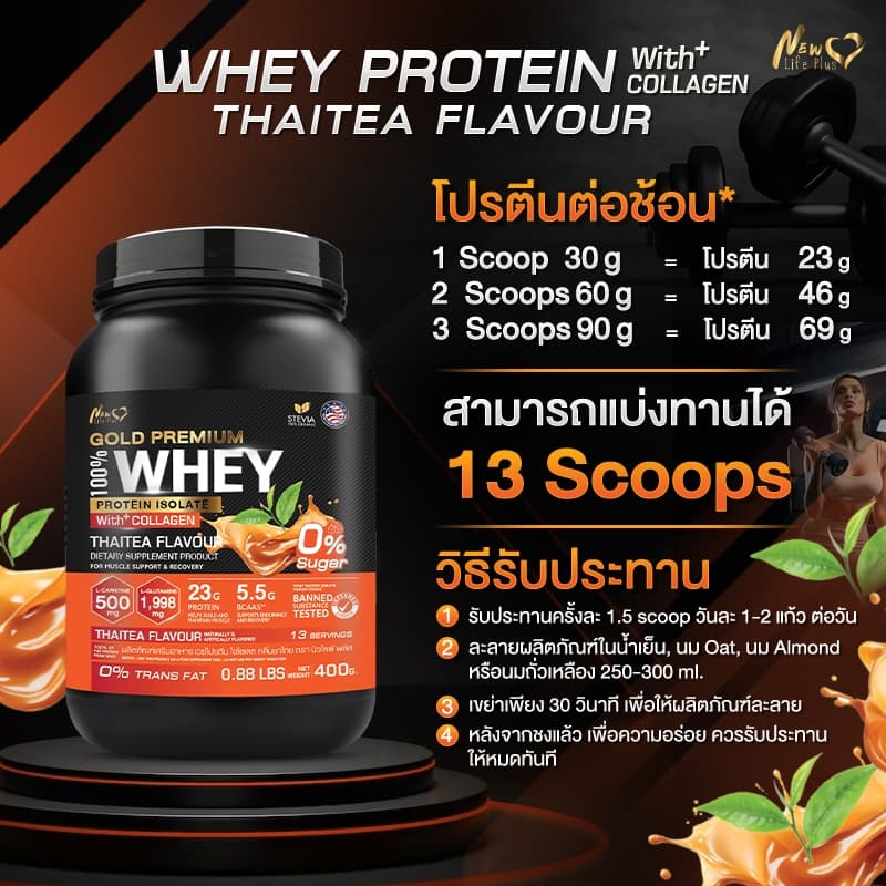 สั่งเลย New Life Plus Whey Protein Isolate Thaitea Flavour เวย์โปรตีน ไอโซเลต รูปที่ 7