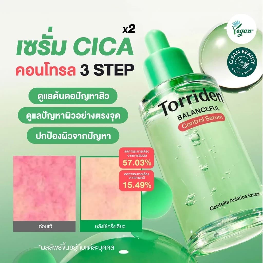 Torriden Balanceful Cica Control Serum 50ml. เซรั่ม Cica รูปที่ 3