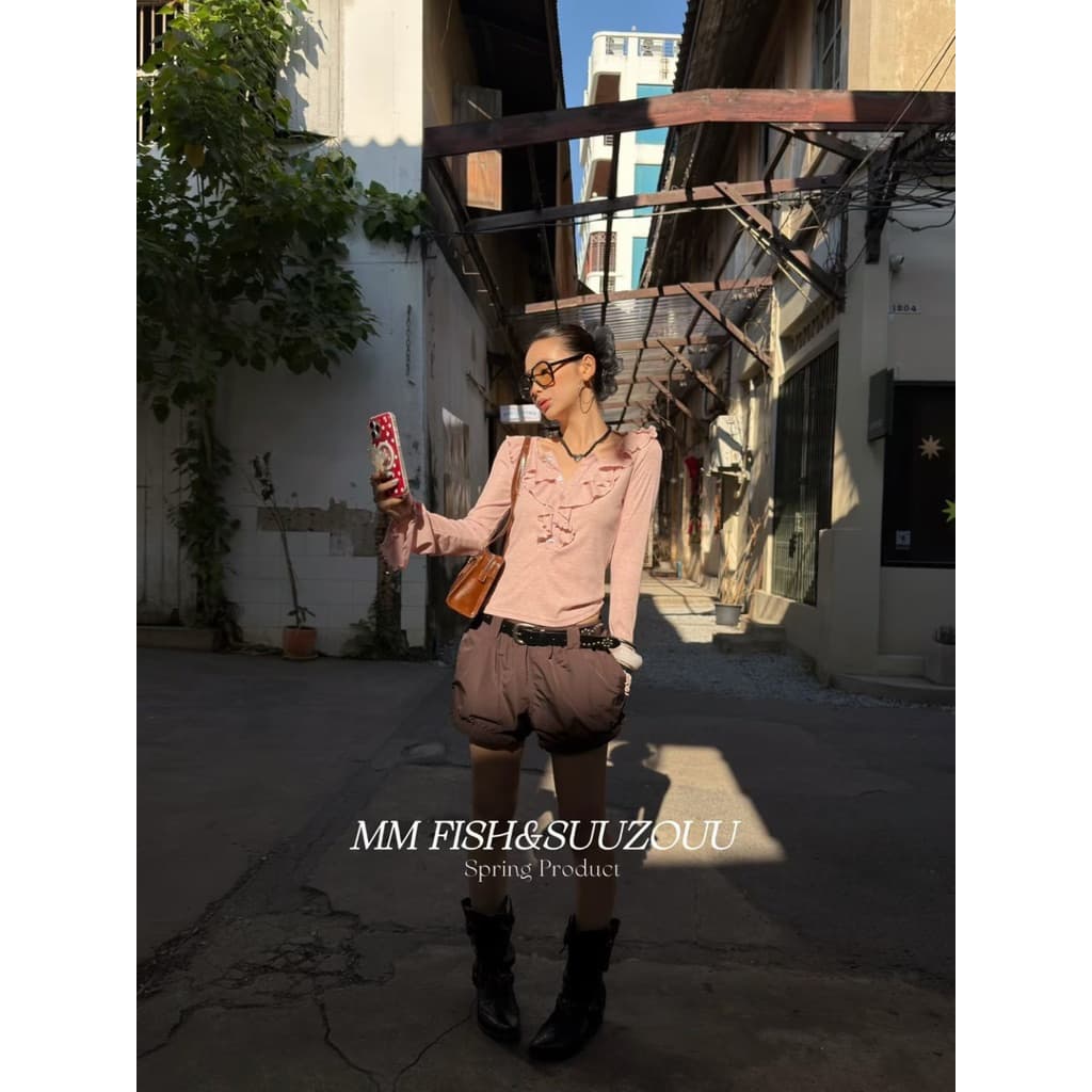 26K SU070กางเกงขาสั้น ทรงบอลลูน +เข็มขัดอย่างดี งานดีมาก Tag MMFish รูปที่ 6