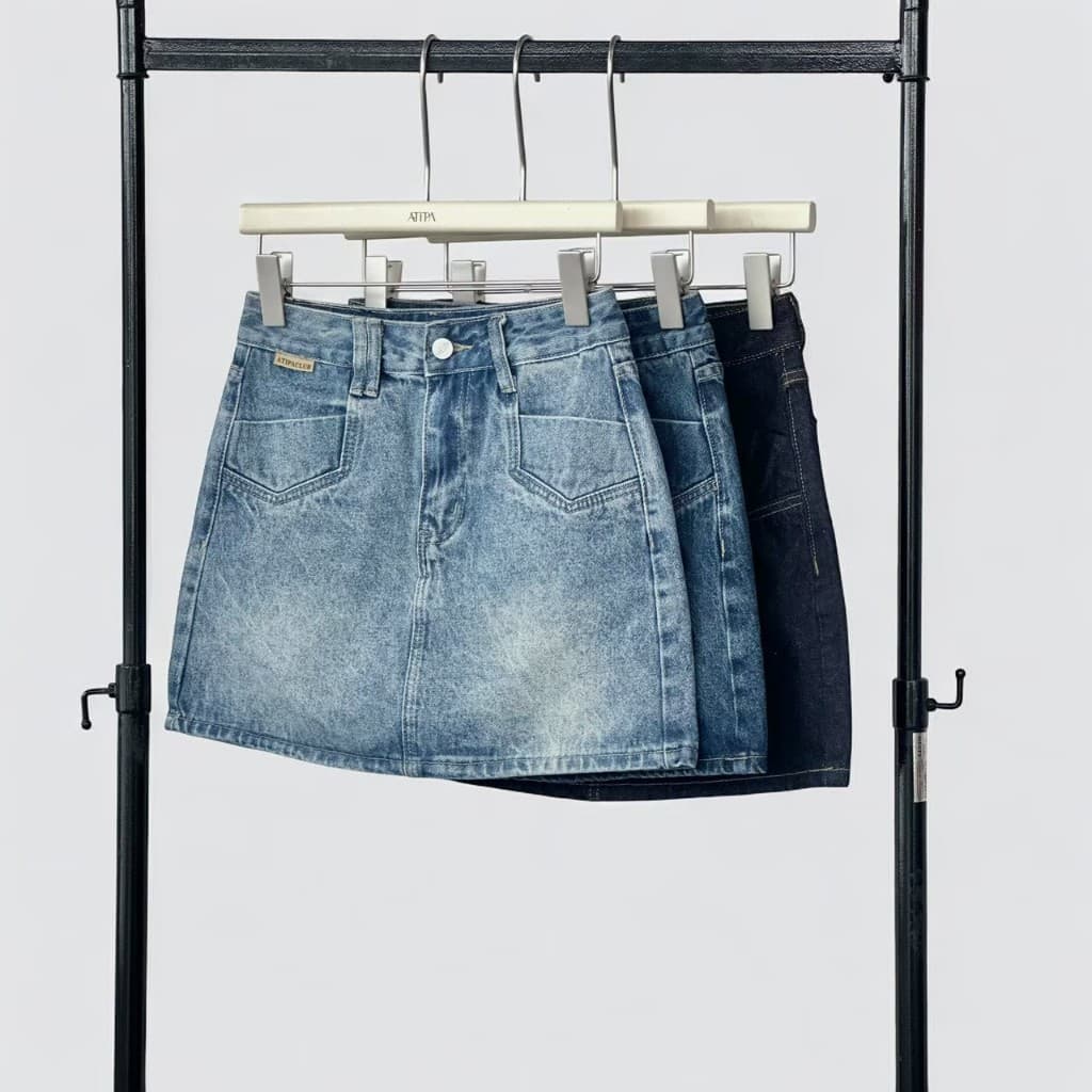Atipashop - Silhouette Denim Skirt กระโปรงยีนส์สั้น ทรงสวย รูปที่ 3