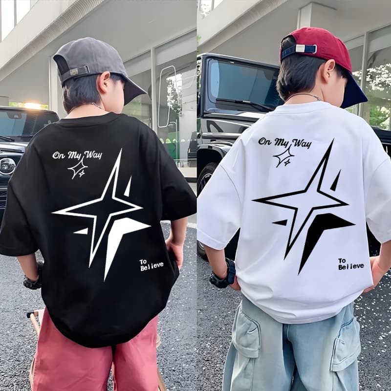 2026 COD เสื้อยืดเด็ก พิมพ์ลายการ์ตูนน่ารัก เสื้อยืดคอกลม เหมาะสำหรับเด็กอายุ 6-13 ปี Cotton 100 % K036 รูปที่ 5