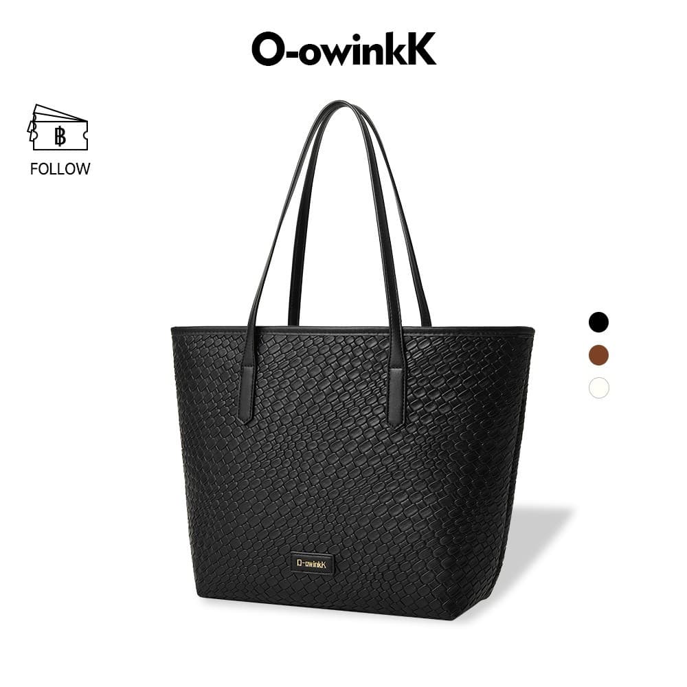 O-owinkK Tote Bag ความจุใหญ่ วัสดุแข็งแรง น้ำหนักเบา มีซิปปิด รูปที่ 9
