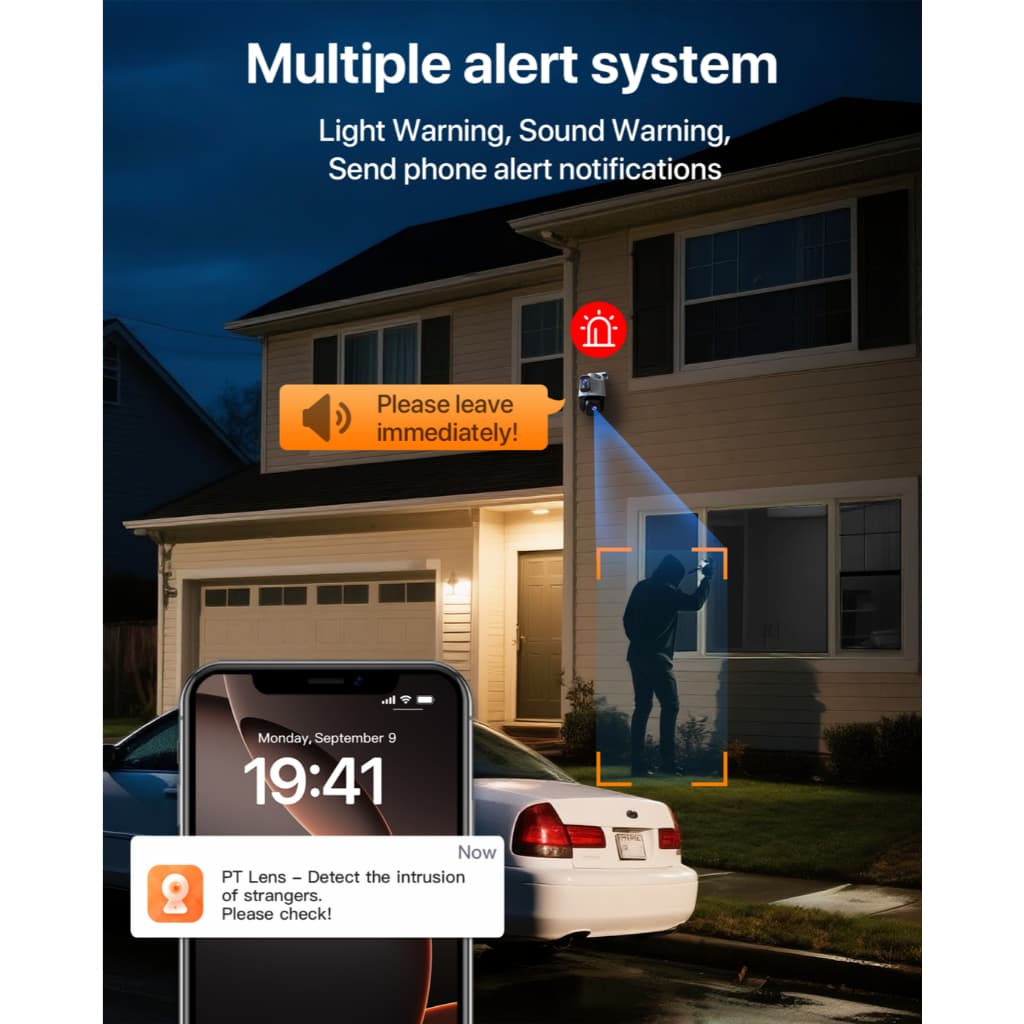 Tenda CH9 Outdoor Security เลนส์คู่ Wi-Fi Pan/Tilt CCTV Camera 6MP Color Night Vision Dual lens รูปที่ 8