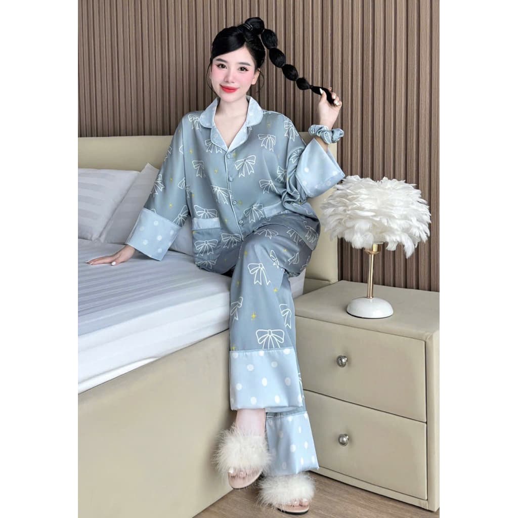เข้าใหม่ชุดนอนฟรีไซส์ 3ชิ้น ผ้าsilk satinเกรดพรีเมี่ยม รูปที่ 4