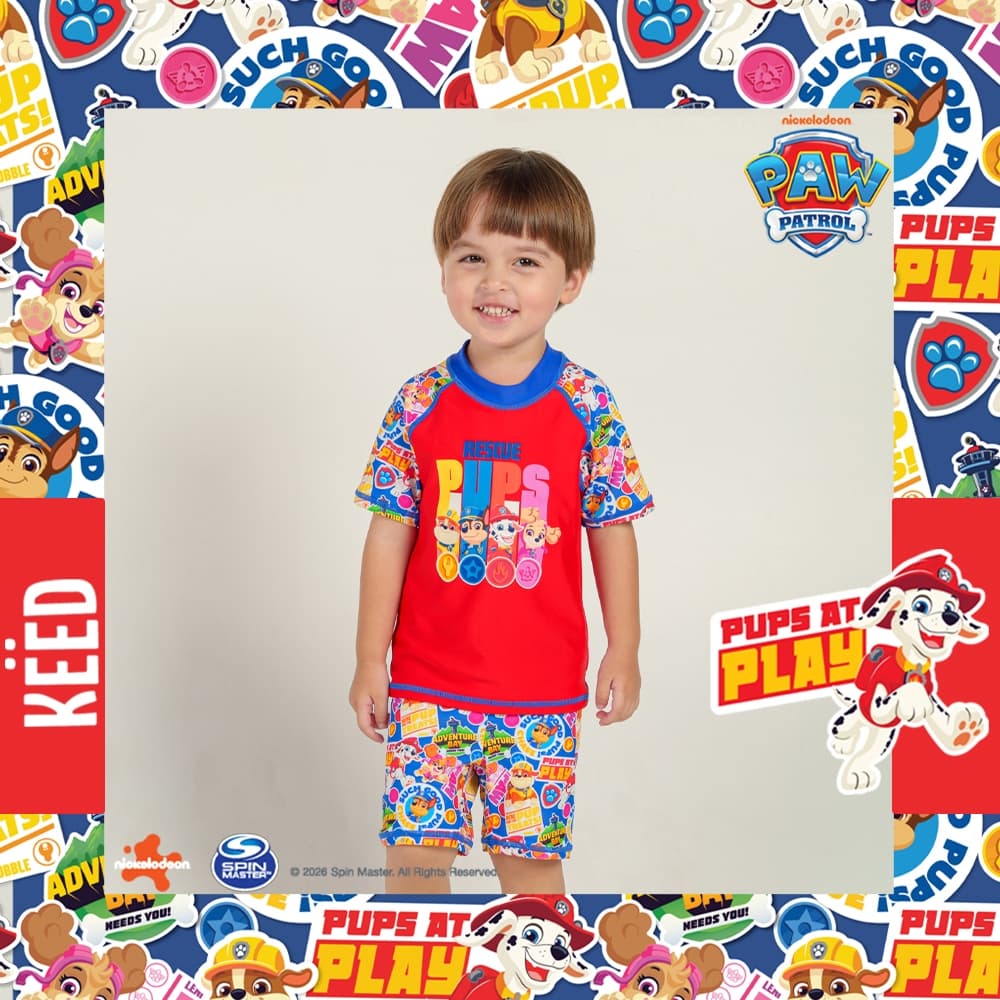 NEW KEED X Paw Patrol Collection ชุดว่ายน้ำเด็กผู้ชาย สีแดงน้ำเงิน กัน UV50+ รูปที่ 2