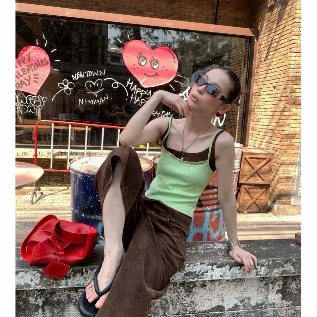 25T SU115 เสื้อสายเดี่ยวเลเยอร์สุดเก๋ ลุคสุดชิคสองเลเยอร์ Tag MM Fish รูปที่ 8