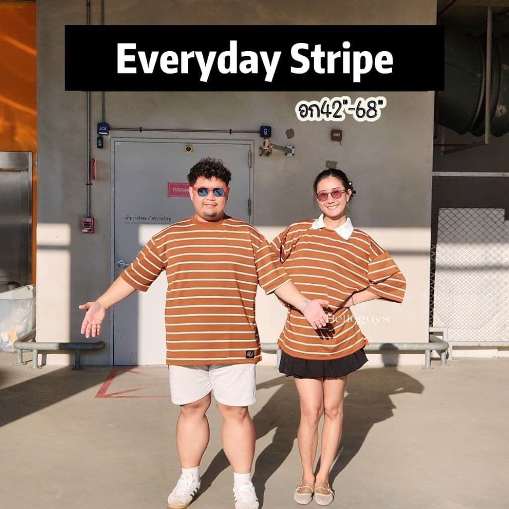 ริ้วเล็ก เสื้อยืดโอเวอร์ไซส์ อก42"-66" รูปที่ 3