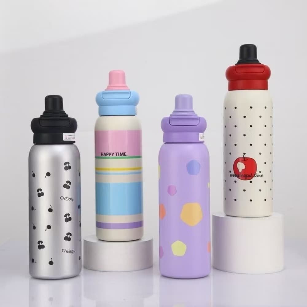 กระติกน้ำลายการ์ตูน 650ML ขวดน้ำอย่างดี SUS316 เก็บเย็น/ร้อนได้ ทนทาน ไม่มีใอน้ำ มีหลอด มีฝาปิด ขวดน้ำพกพาน่ารักๆส่งเร็ว รูปที่ 9