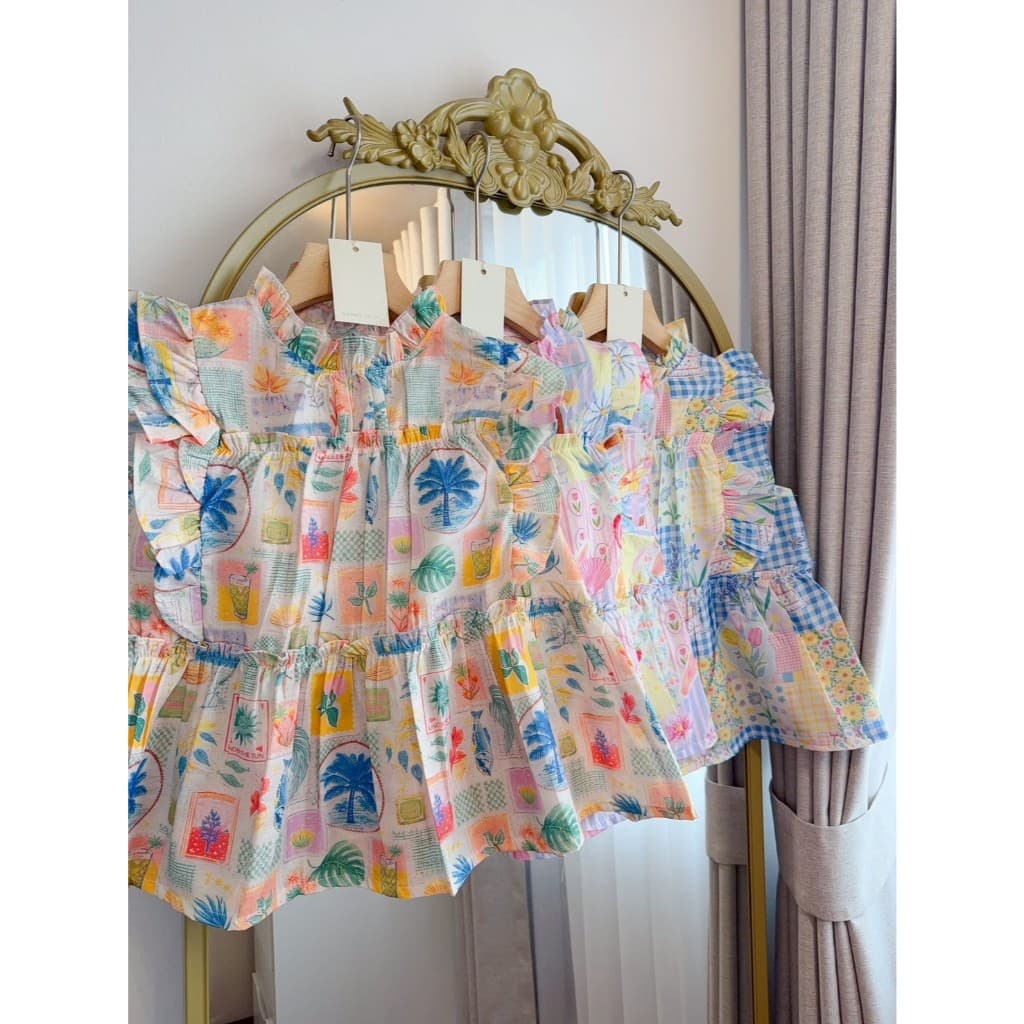 ป้าย Sherbet เสื้อแขนกุดระบาย 2 ชั้นผ้าคอตตอน อก 36 นิ้ว ยาว 21 นิ้ว รูปที่ 9