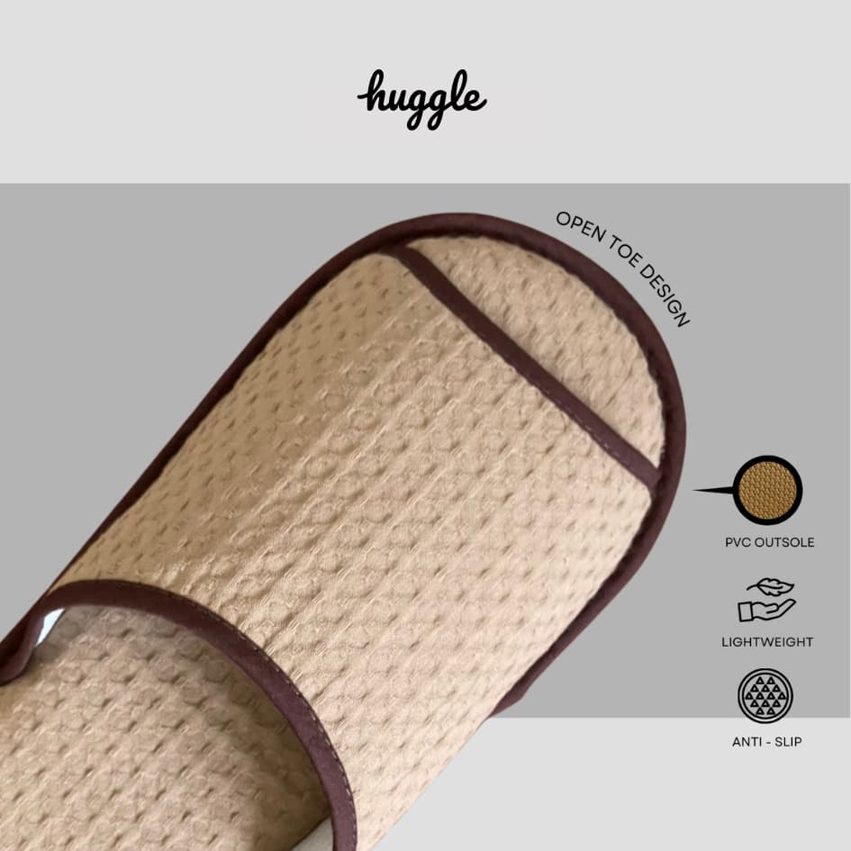 Earth Tone รองเท้าสลิปเปอร์เกรดโรงแรม หัวปิดและหัวเปิด รองเท้าใส่เดินในบ้าน ผ้าวาฟเฟิลทอบาง ฟองน้ำหนานุ่มพิเศษ รูปที่ 7