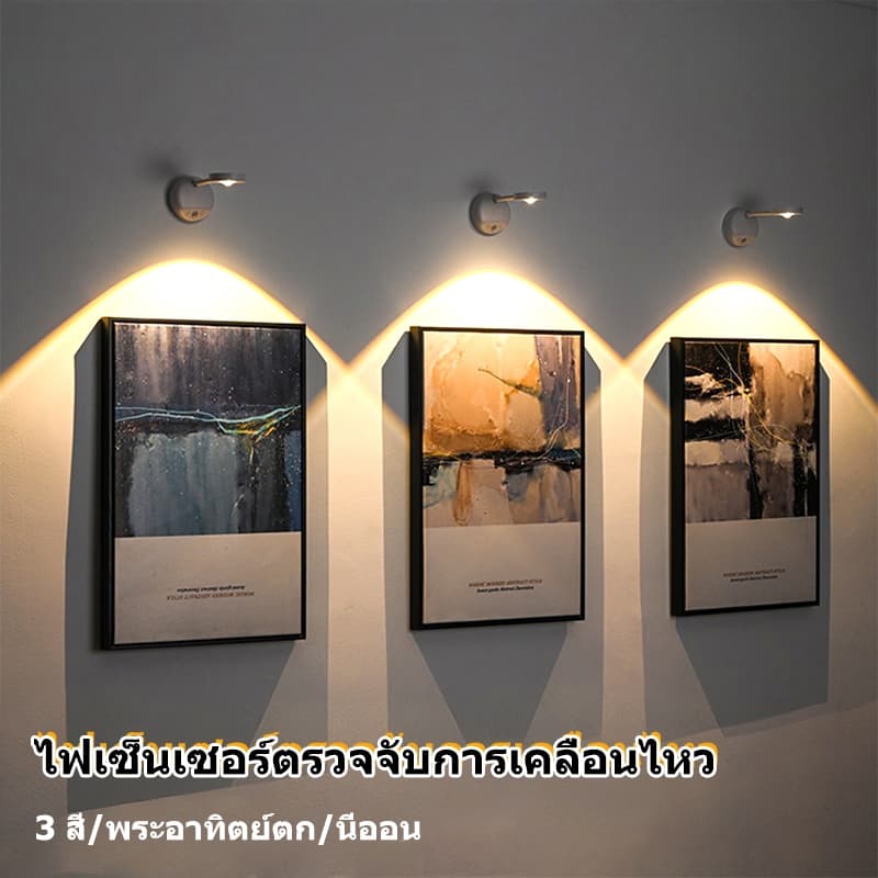 ไฟ LED เซนเซอร์ตรวจจับคน โคมไฟกลางคืนไร้สาย ชาร์จ TYPE-C USB สปอตไลท์ติดผนัง สำหรับห้องครัว ทางเดิน รูปที่ 6