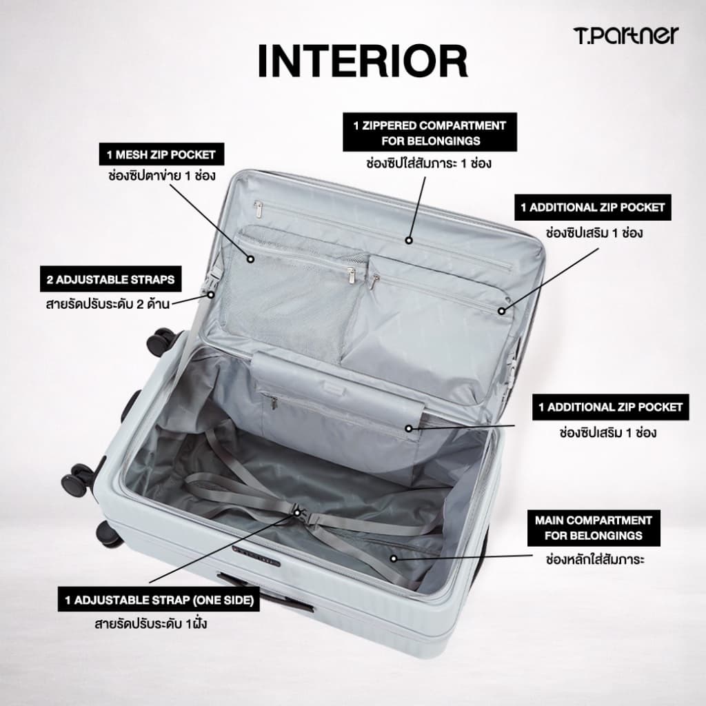 Tpartner—กระเป๋าเดินทางเปิดหน้าทรงถัง รุ่น Pro Trunk Series ขนาด26/29/32 นิ้ว ขยายข้างได้ จุเยอะ เเพ็คง่ายประหยัดพื้นที่ รูปที่ 2