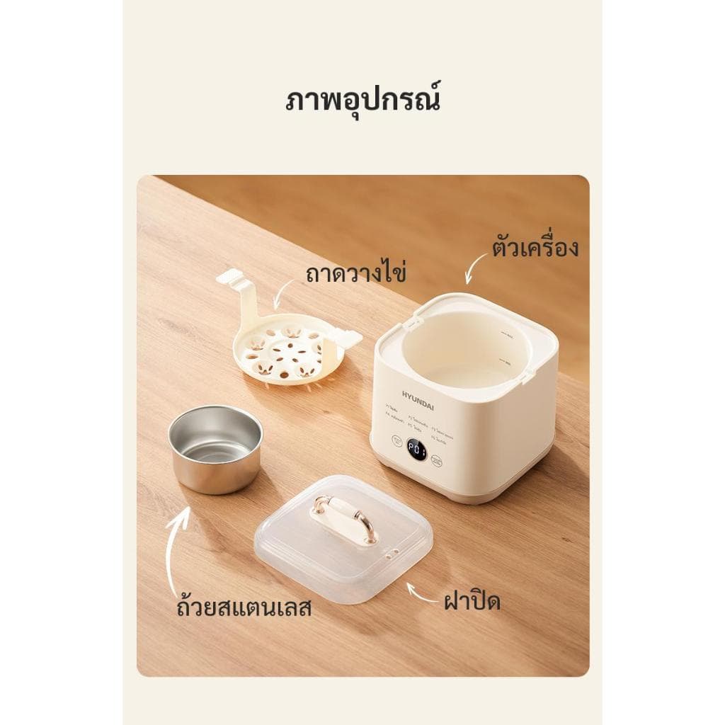 HYUNDAI เครื่องต้มไข่แบบมัลติฟังก์ชั่นอัตโนมัติ /เครื่องนึ่งไข่พร้อม 6 โหมดที่แตกต่างกัน 24 เวลาที่ตั้งไว้ล่วงหน้า รูปที่ 9