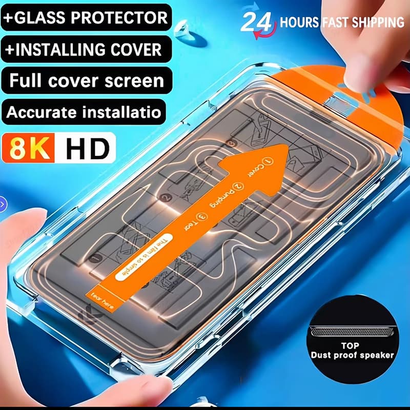 ฟิล์มกระจก สำหรับ iPhone 17 Air 17promax 16 11 15 14 12 13 Pro Max 13pro 6 7 8 Plus XR X XS มีเครื่องกำจัดฝุ่นอัตโนมัติ รูปที่ 1