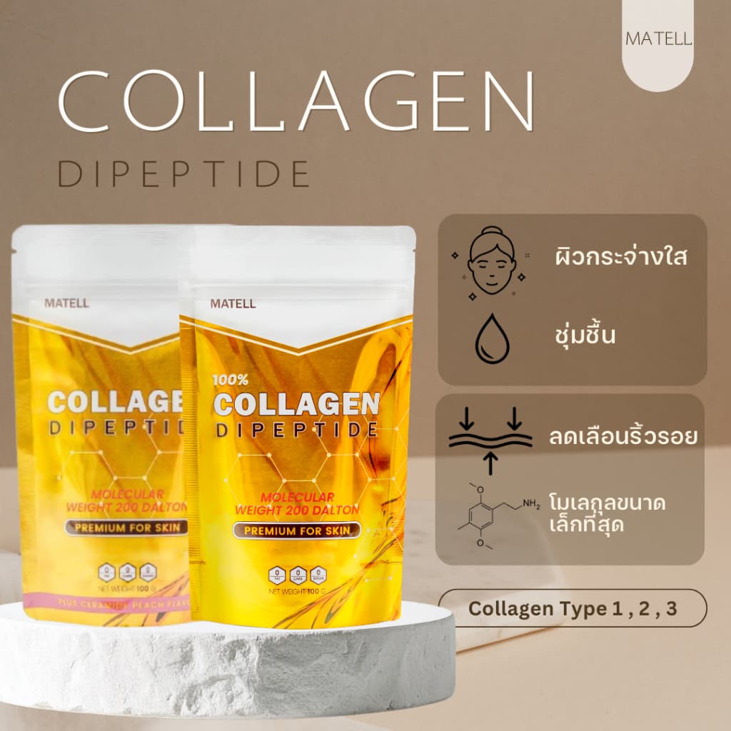 MATELL Collagen Dipeptide plus Rice Ceramide คแลลาเจนไดเปปไทด์ บำรุงผิว รูปที่ 3