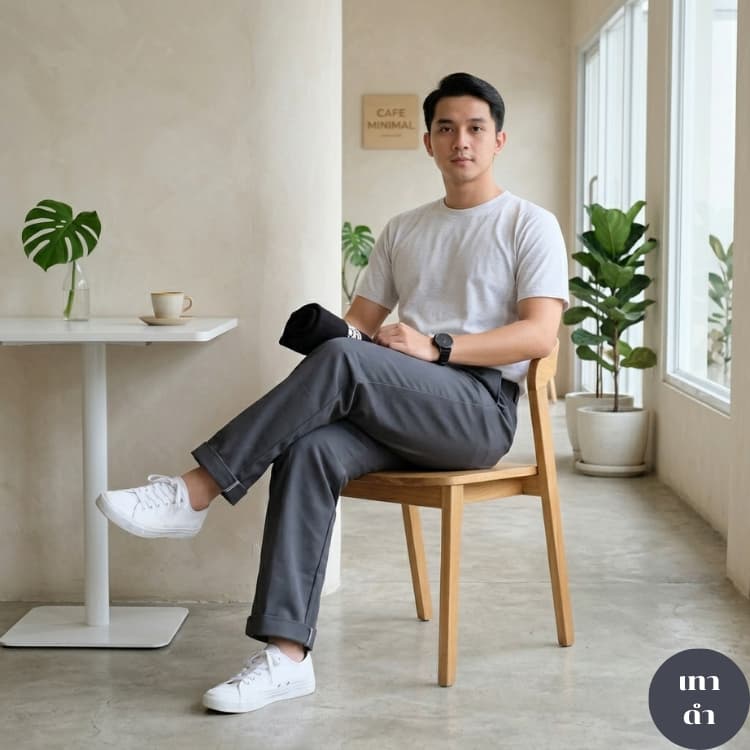 กางเกงDK ขากระบอก 8" ชิโน่ไม่ยืด 4กระเป๋า ไซส์ใหญ่ 28-44" ผ้าเวสปอทย์ กางเกงเทคนิค รูปที่ 5