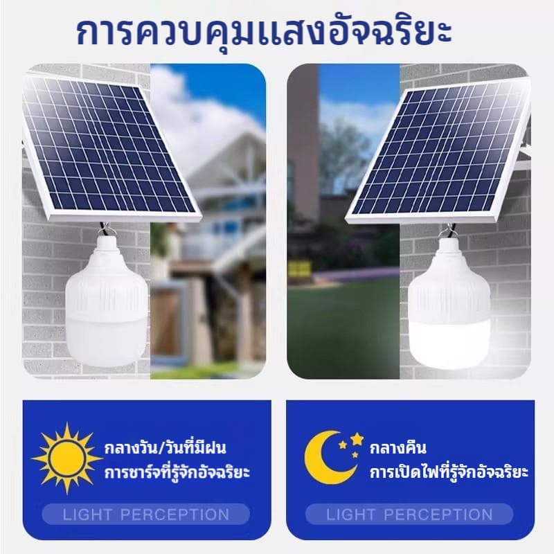 AIMO LEDไฟโซล่าเซลล์ ，300000W ไฟโซล่าเซลล์แบตนาน12-48ชั่วโม ，ไฟตั้งแคมป์ ，แสงสีขาว กันน้ำ ชาร์จไฟอัตโนมติ รูปที่ 3