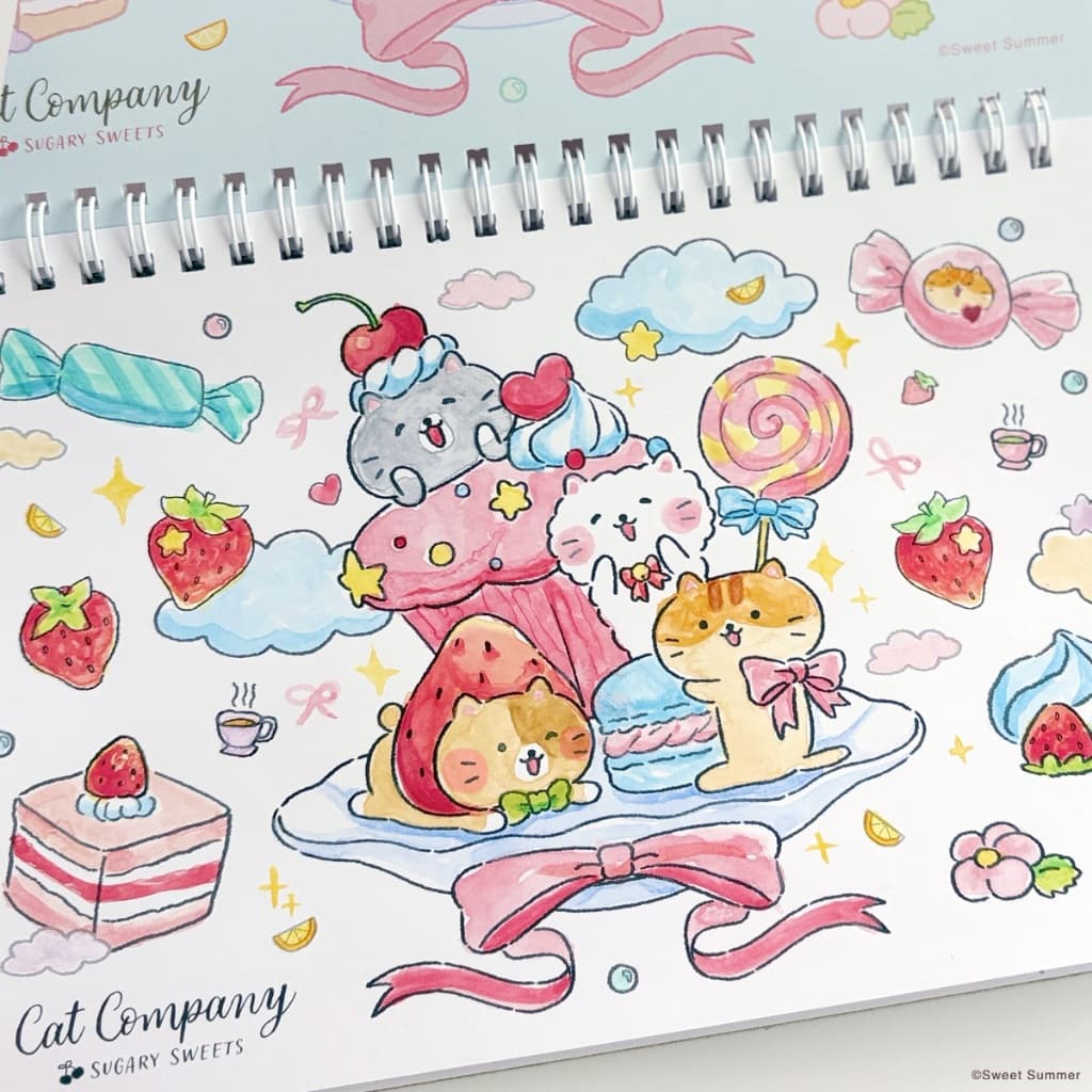 ใหม่!! สวีทซัมเมอร์ : สมุดระบายสีน้ำ ลาย Cat Company Sugary Sweets รูปที่ 5