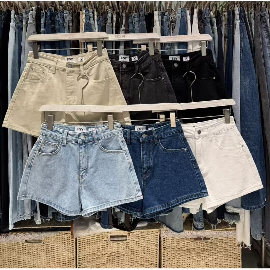 FSY 62028 Korea basic shorts denim jeans ขาสั้นยีนรุ่นใหม่ทรงสวย รูปที่ 2