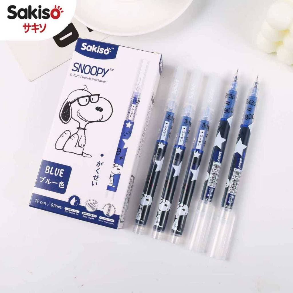 Sakiso ปากกาโรลเลอร์บอล หมึก 8 สี หมึกแห้งไว หัว 0.5 mm. ลายลิขสิทธิ์แท้ Snoopy รูปที่ 1