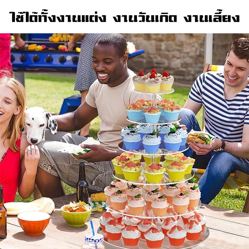 ขายดี! ชั้นวางเค้กอะคริลิคใส 3/4/5 ชั้น ใช้โชว์ขนมหวาน คัพเค้ก งานเลี้ยงวันเกิด ประกอบง่าย ไม่ต้องใช้เครื่องมือ รูปที่ 6