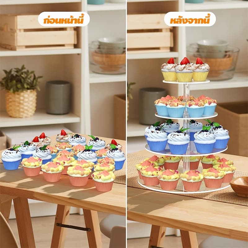 ขายดี! ชั้นวางเค้กอะคริลิคใส 3/4/5 ชั้น ใช้โชว์ขนมหวาน คัพเค้ก งานเลี้ยงวันเกิด ประกอบง่าย ไม่ต้องใช้เครื่องมือ รูปที่ 3