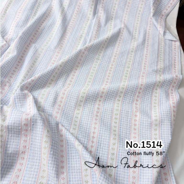 Aom Fabricsคอตตอน แจ็คการ์ด คอตตอน100% No.1511-1514 ทอเสริมเทคเจอร์ปุยปุยน่ารักมาก หน้ากว้าง 58 นิ้ว รูปที่ 6