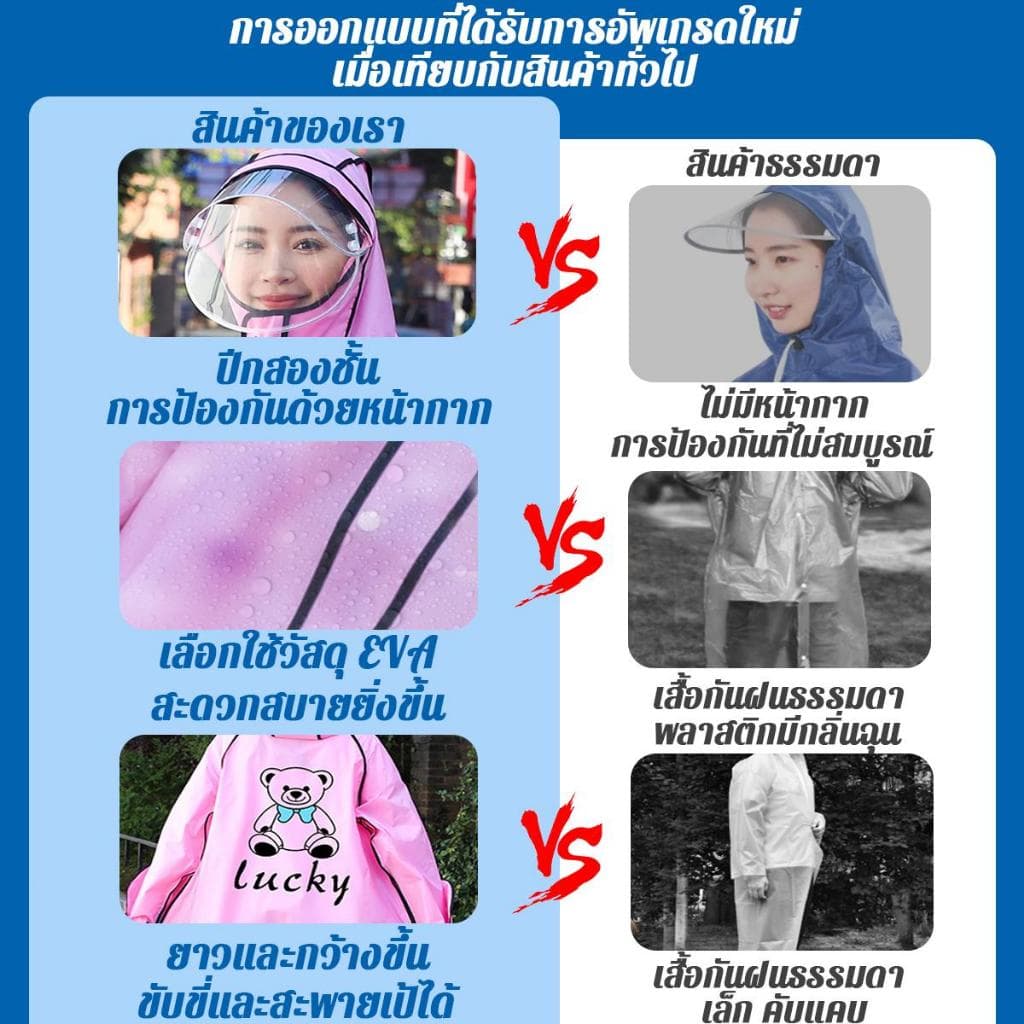 10 ปีไม่เสียชุดกันฝน เสื้อกันฝน EVA มีแถบสะท้อนแสง เสื้อกันฝนแฟชั่น ชุดกันฝนพายุ ชุดกันฝนแบบหนา ไซด์ใหญ่ รูปที่ 4