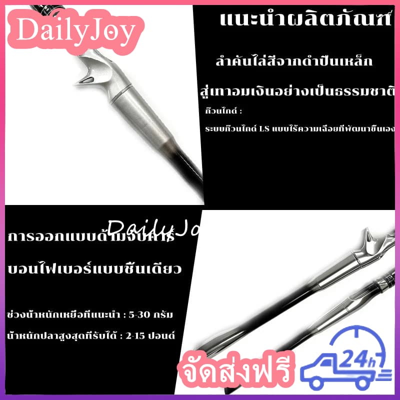 คันเบ็ดตกปลา น้ำหนักสาย 2-12LB น้ำหนักเหยื่อ 8-25G คันเบ็ดตกปลา ML ทำจากคาร์บอนไฟเบอร์ แข็งแรง ทนทาน คันเบ็ดตกปลา รูปที่ 3