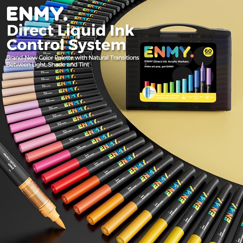 ENMY หัวนุ่ม ปากกาสีอะคริลิก 80 สี Acrylic marker pen ปากกาสี ปากกาอะคริลิค แบบแห้งเร็ว วางซ้อนกันได้ สีเข้มข้น รูปที่ 5