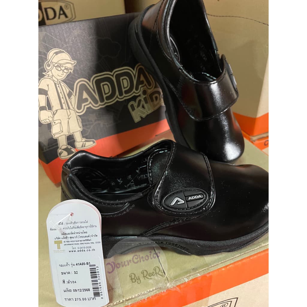 New‼ รองเท้านักเรียนอนุบาลชาย หนังดำล้วน ADDA 41A05 รูปที่ 6