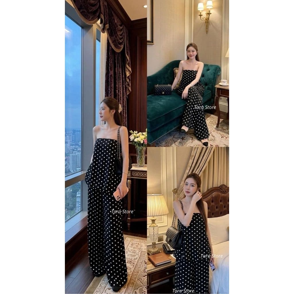 ชุดลายจุดน่ารักสำหรับสาวที่ชอบลุคคุณหนู#H033 รูปที่ 5