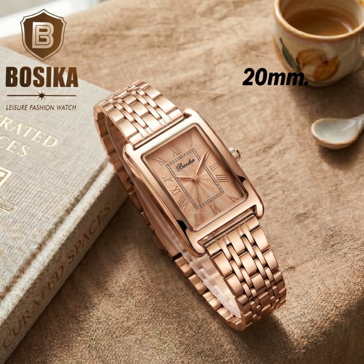 BOSIKA#BG-018 นาฬิกาข้อมือดีไซน์เลขโรมันหน้าปัดทรงสี่เหลี่ยม ขนาด20มิล รูปที่ 5