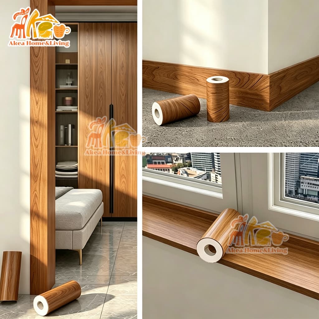 ทนทาน100ปี15cm*10m บัวผนัง PVC บัวติดผนังลายไม้ แบบหนา กันน้ำ ทนทาน บัวติดขอบประตู ขอบผนัง ไม่ซีดจาง Wallpaper รูปที่ 6
