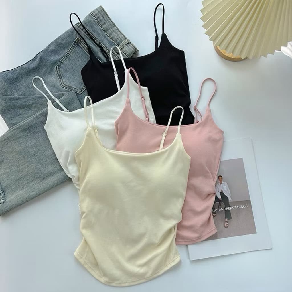 #45 -1เสื้อสายเดี่ยว ตัวยาว มีฟองน้ำ เย็บติด ฟรีไซต์ 32-38ab สีสวย ไร้ขอบ ใส่สบาย เสื้อ ผู้หญิง รูปที่ 2