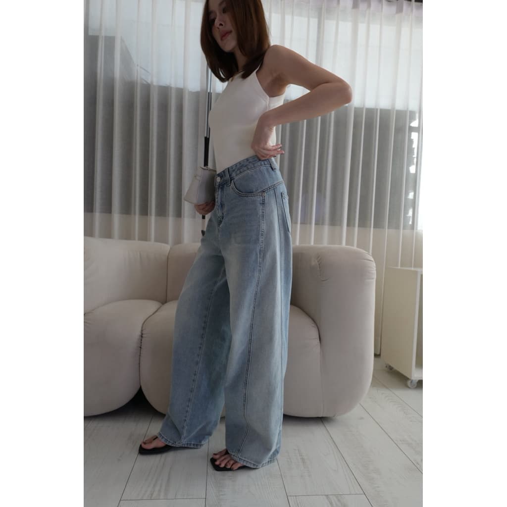 GAVANA — Soft Fade Denim Pants — กางเกงยีนส์ขายาวทรง Barrel — #P26014 รูปที่ 6