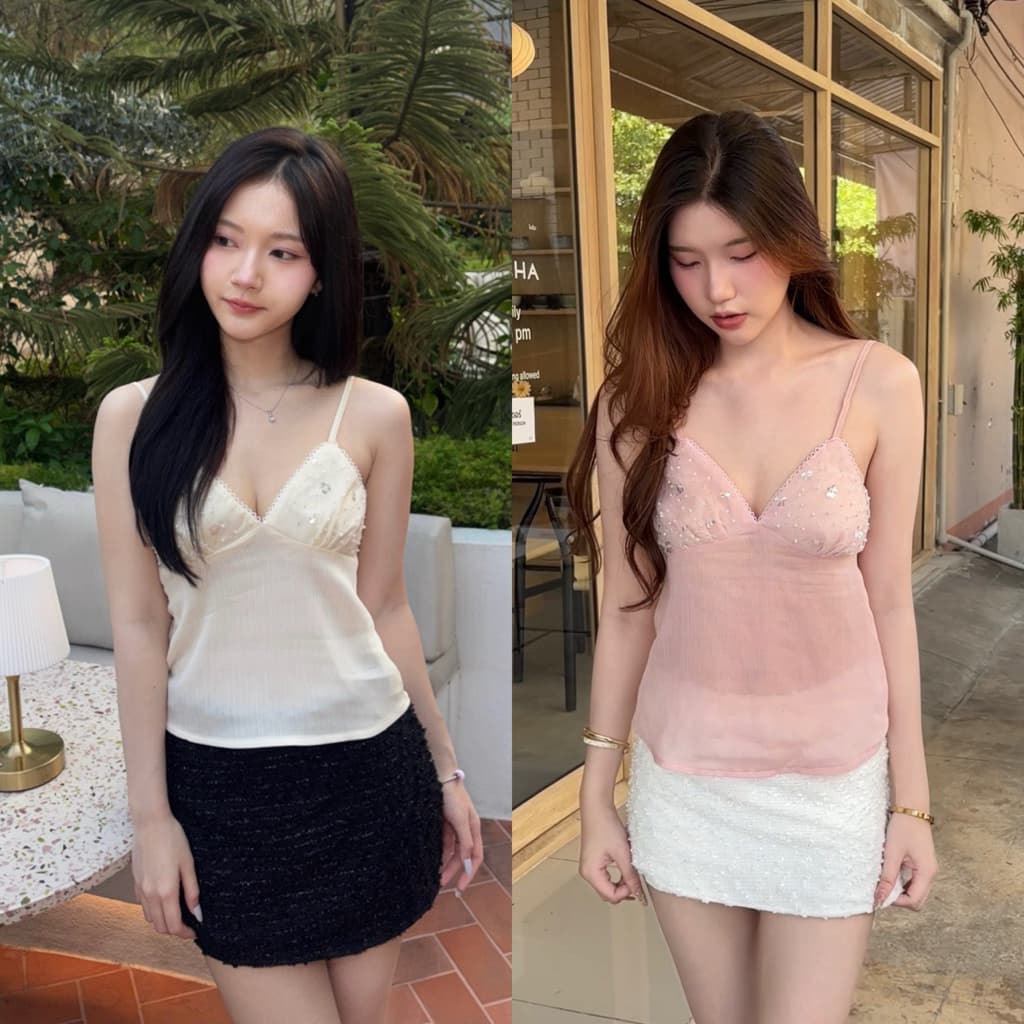 Sun.turday กระโปรงเอวต่ำ ผ้าวิ้งมีกางเกงซับใน รุ่น coco skirt รูปที่ 1