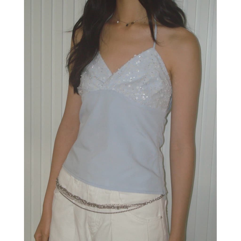 MELT.INMOMENTS Glint Cami Top สายเดี่ยวปักเลื่อมที่อก กลิตเตอร์ รูปที่ 4