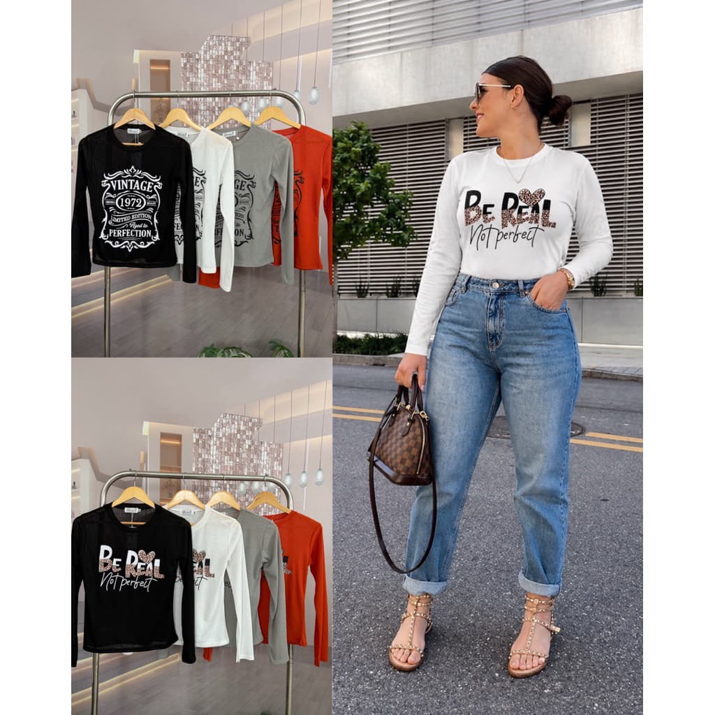 A229 BunnyFashion เสื้อสลาฟแขนยาว ผ้าบาง มี2 ไซส์ รูปที่ 1