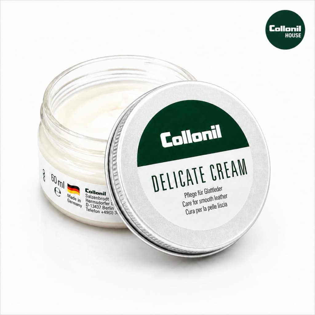 [แถมฟรี ผ้าเช็ด 150 บาท] Collonil Delicate Cream 60 ml. ครีมทำความสะอาดหนังแท้ หนังคาเวียร์ หนังวัว หนังแกะ หนังแพะ
