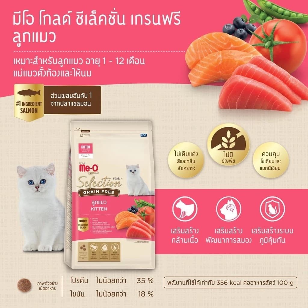 Me-O Gold selection อาหารเม็ดแมว เกรนฟรี ไม่เค็ม พรีเมี่ยม รูปที่ 4
