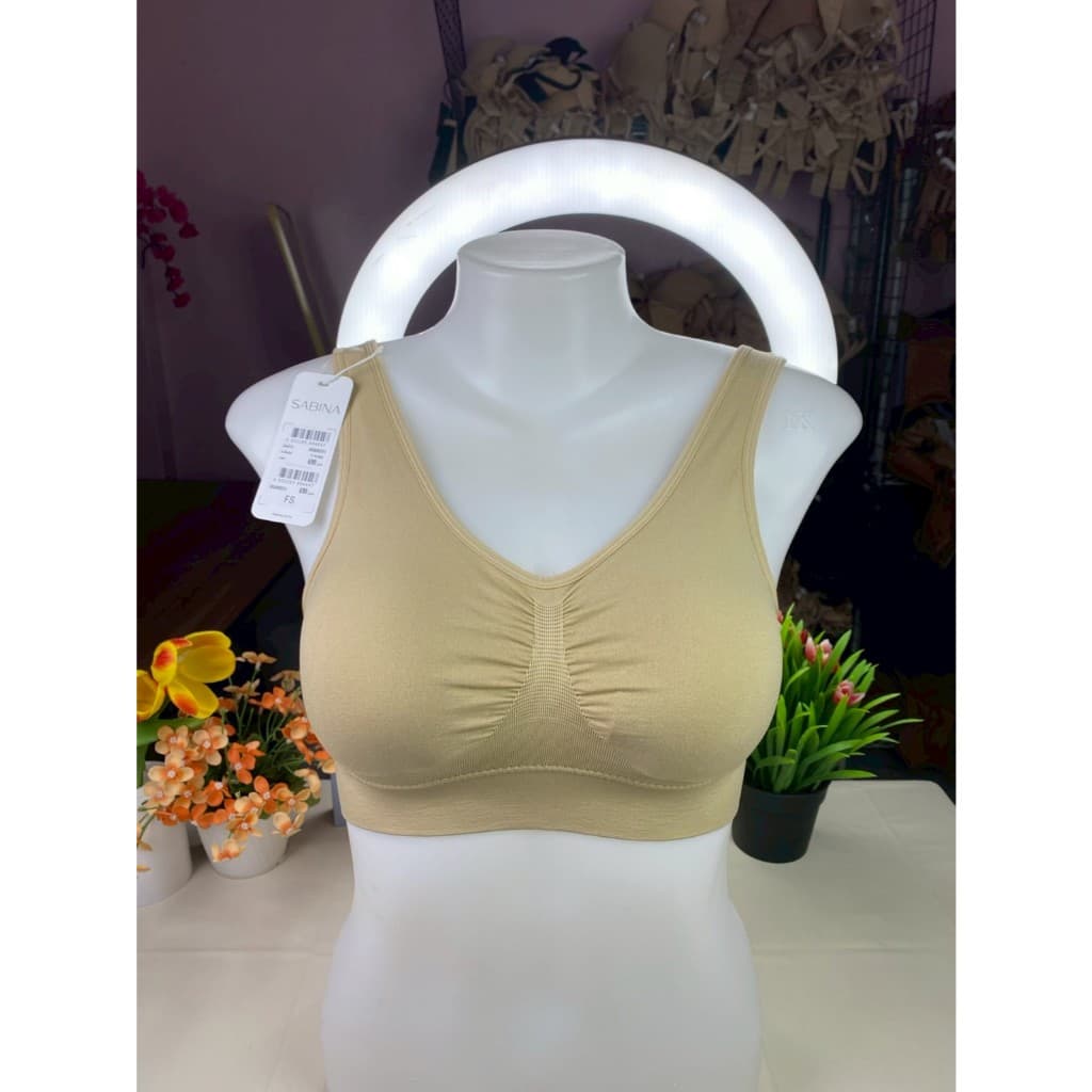 SBXA890 - Sabina Habpy Lady บราผ้าทอแบบมีตะขอหลัง ฟรีไซต์ อก 32-38 นิ้ว ผ้าทอเนื้อนุ่ม ใส่สบาย รูปที่ 4