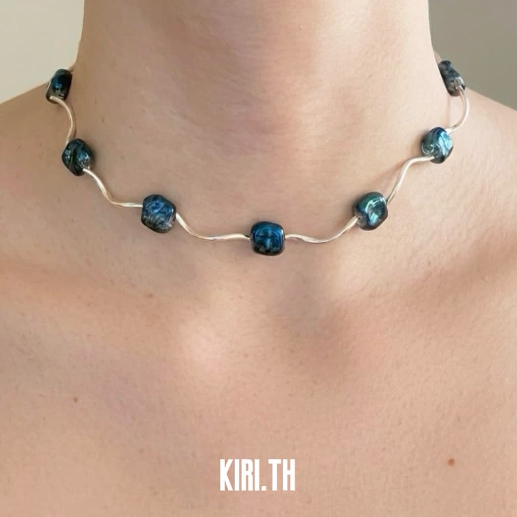สร้อยลูกปัด สร้อยคอแฮนด์เมด ! สไตล์มินิมอล ปรับสายได้ รูปที่ 4