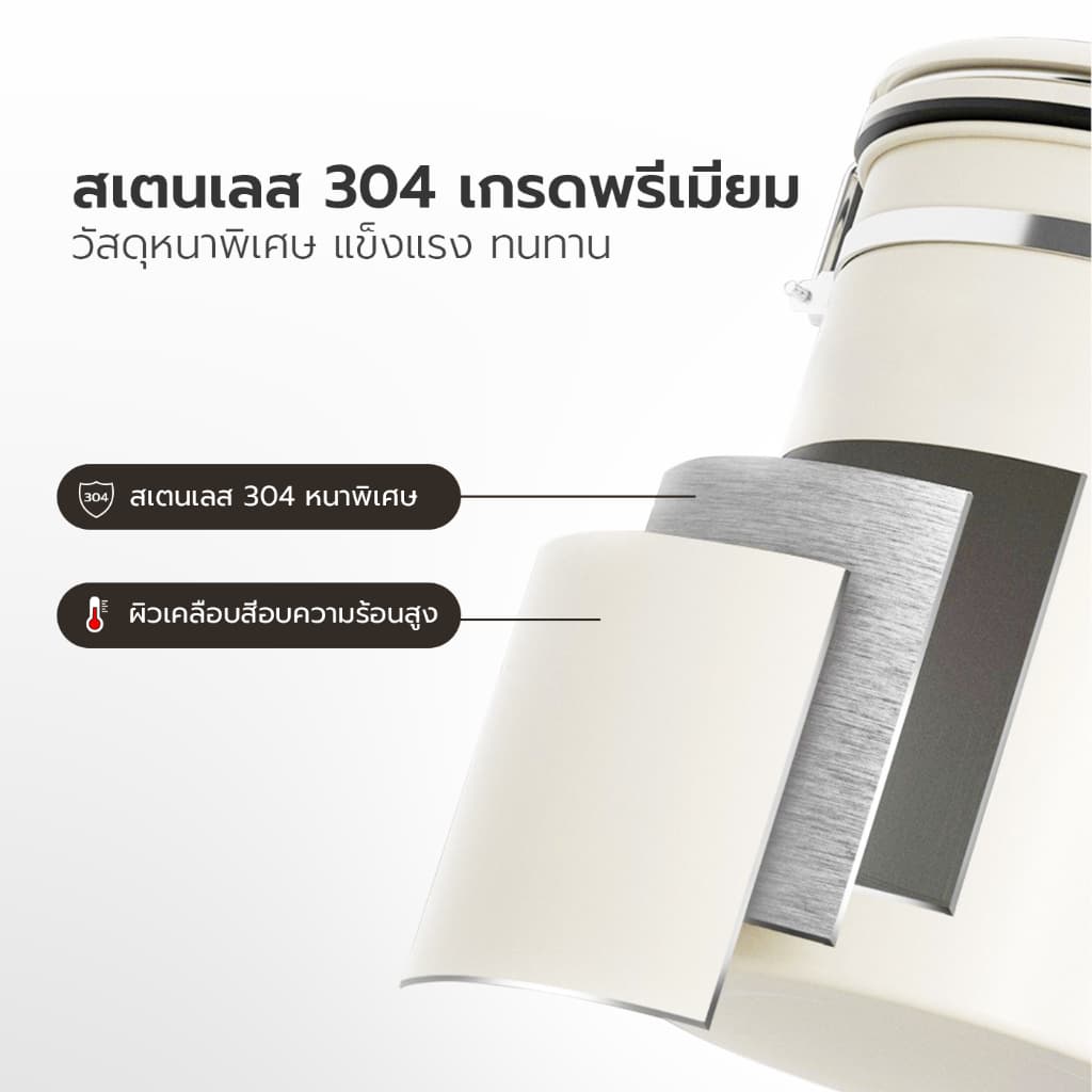 กระปุกเก็บเมล็ดกาแฟ กล่องเก็บเมล็ดกาแฟสแตนเลส Coffee Container 1.2L 1.5L 1.8L แถมช้อน ตั้งวันที่บนฝาได้ Alechaung coffee รูปที่ 3
