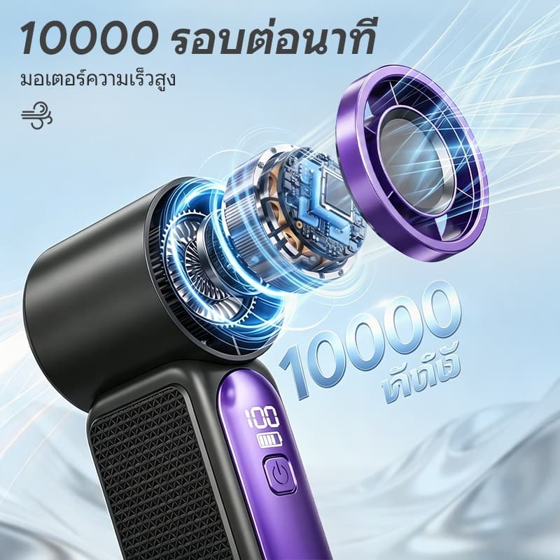 พัดลมมือถือ X688 Mini Turbo Fan ขนาดเล็ก 9 ซม พัดลม USB 100 ระดับ แบตอึด 5000mAh ใช้ได้ 12 ชม จอแสดงผล LED ลมแรง รูปที่ 7