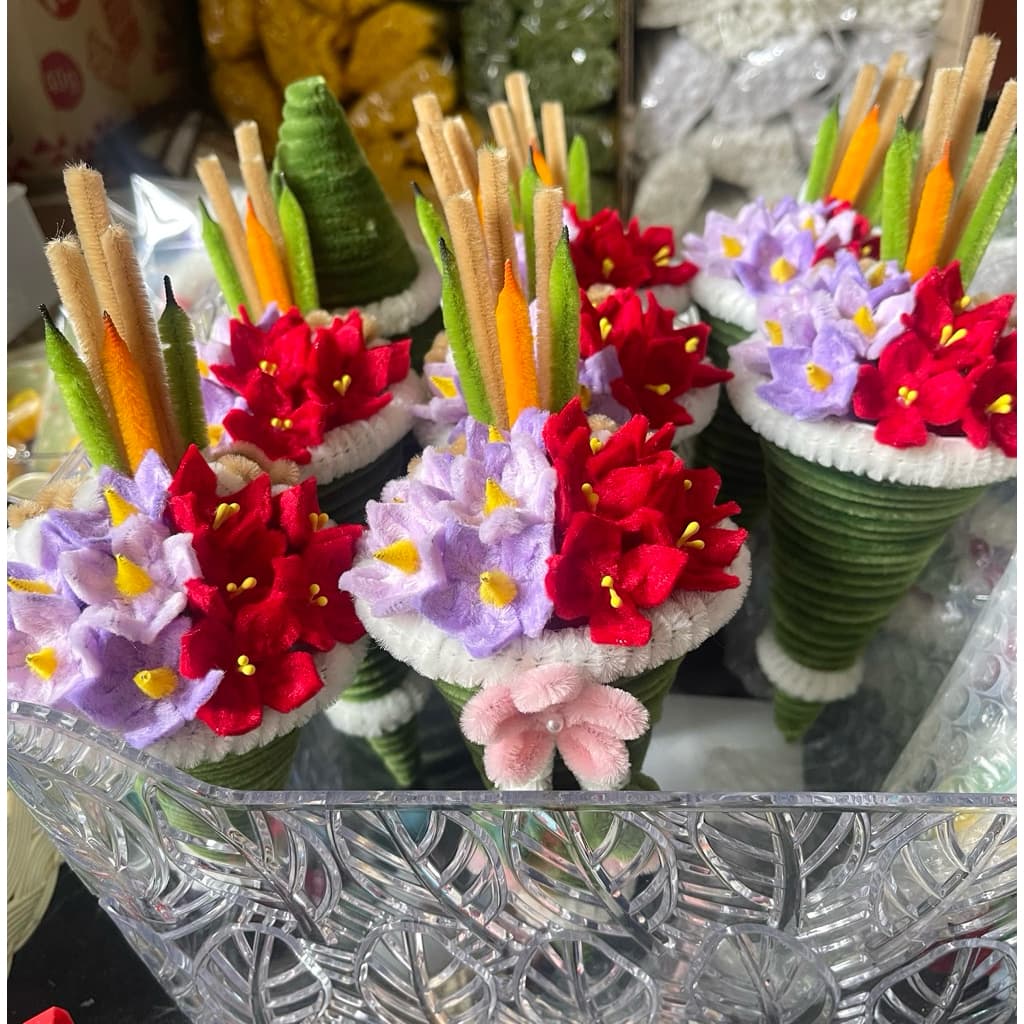 กรวยไหว้ครู ลวดกำมะหยี่DIY รูปที่ 8