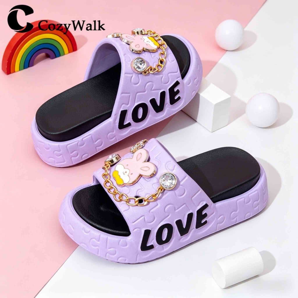 CozyWalk รองเท้าแตะเด็ก EVA ลายกระต่ายน่ารัก พื้นหนานุ่ม กันลื่น น้ำหนักเบา ใส่สบาย ไซส์24-35 รูปที่ 5